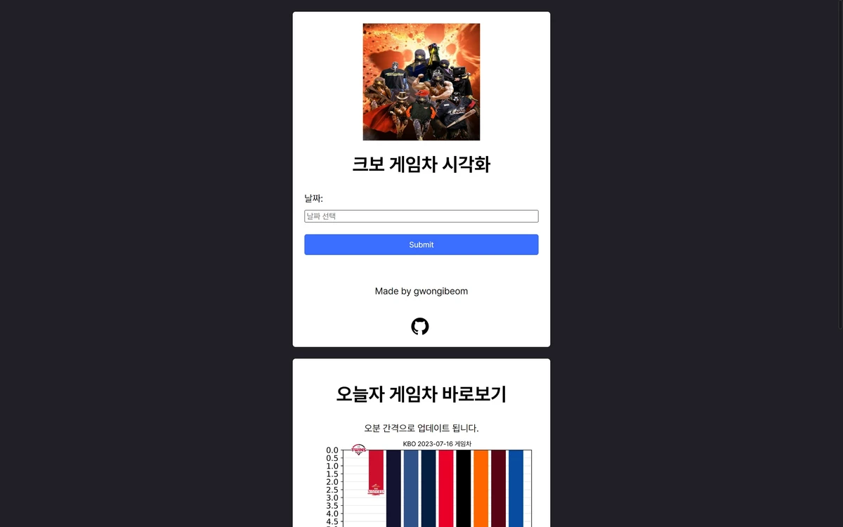 KBO 게임차 시각화 스크린샷 1