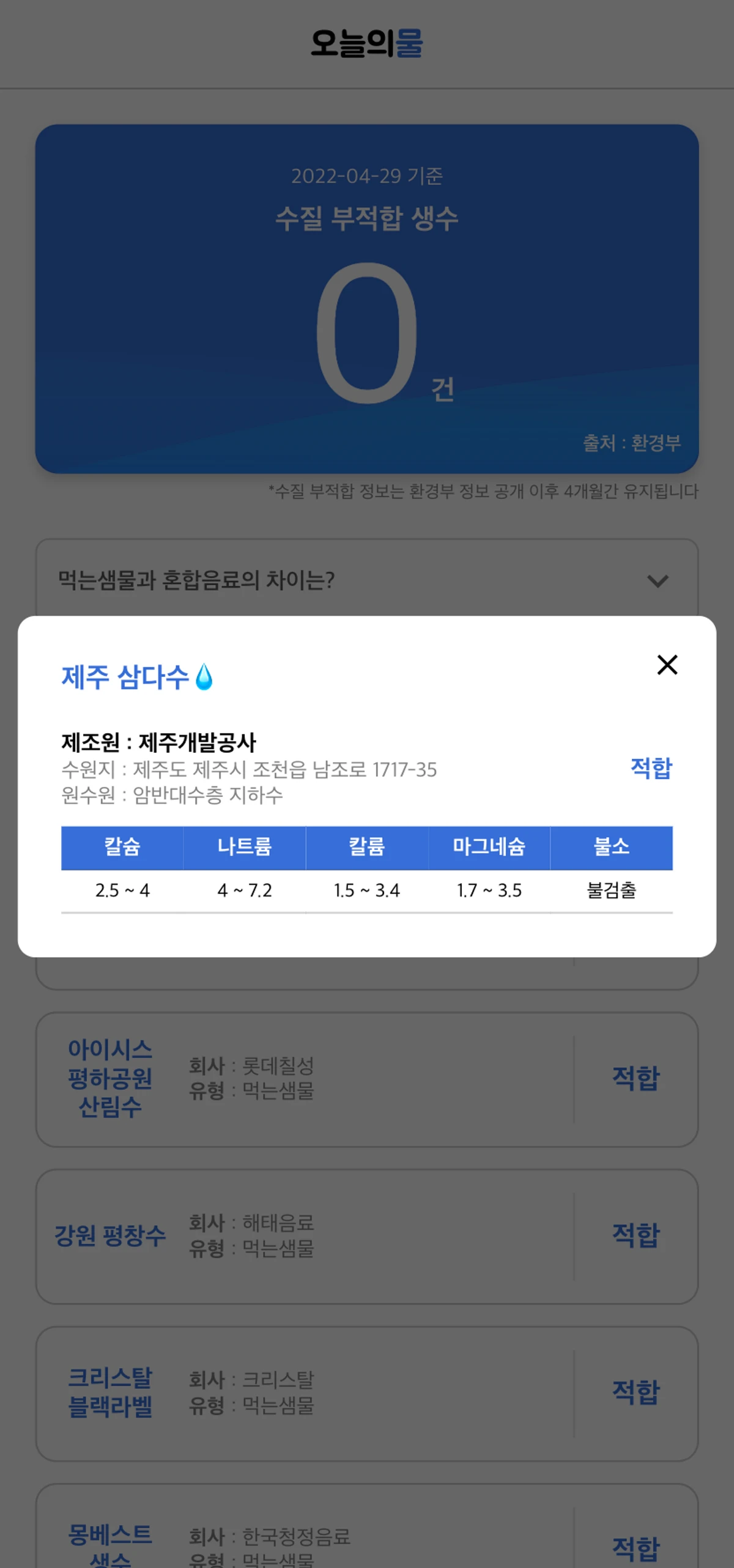 오늘의물 스크린샷 2