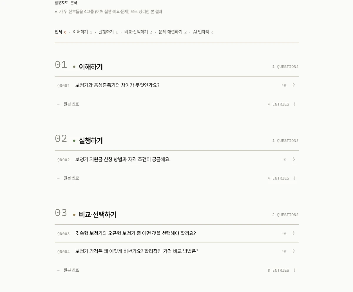 VOC 질문지도  한국어 검색 의도 분석 도구 스크린샷 4