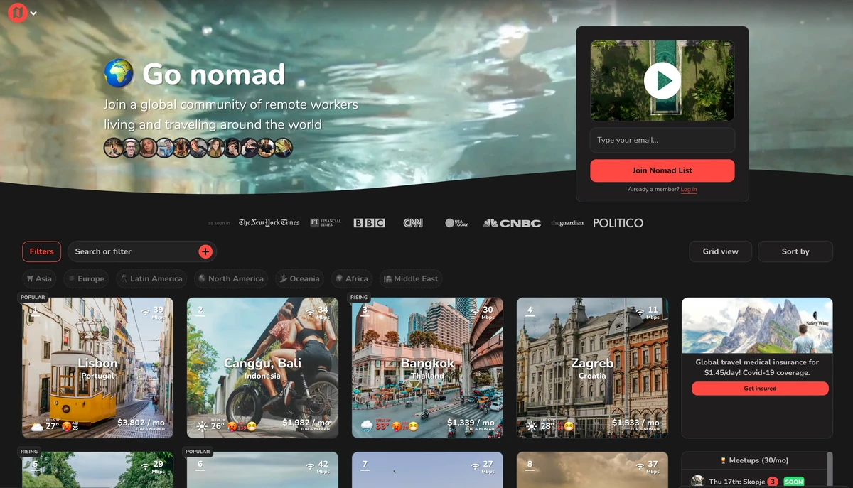 Nomad List 노마드 리스트 스크린샷 1