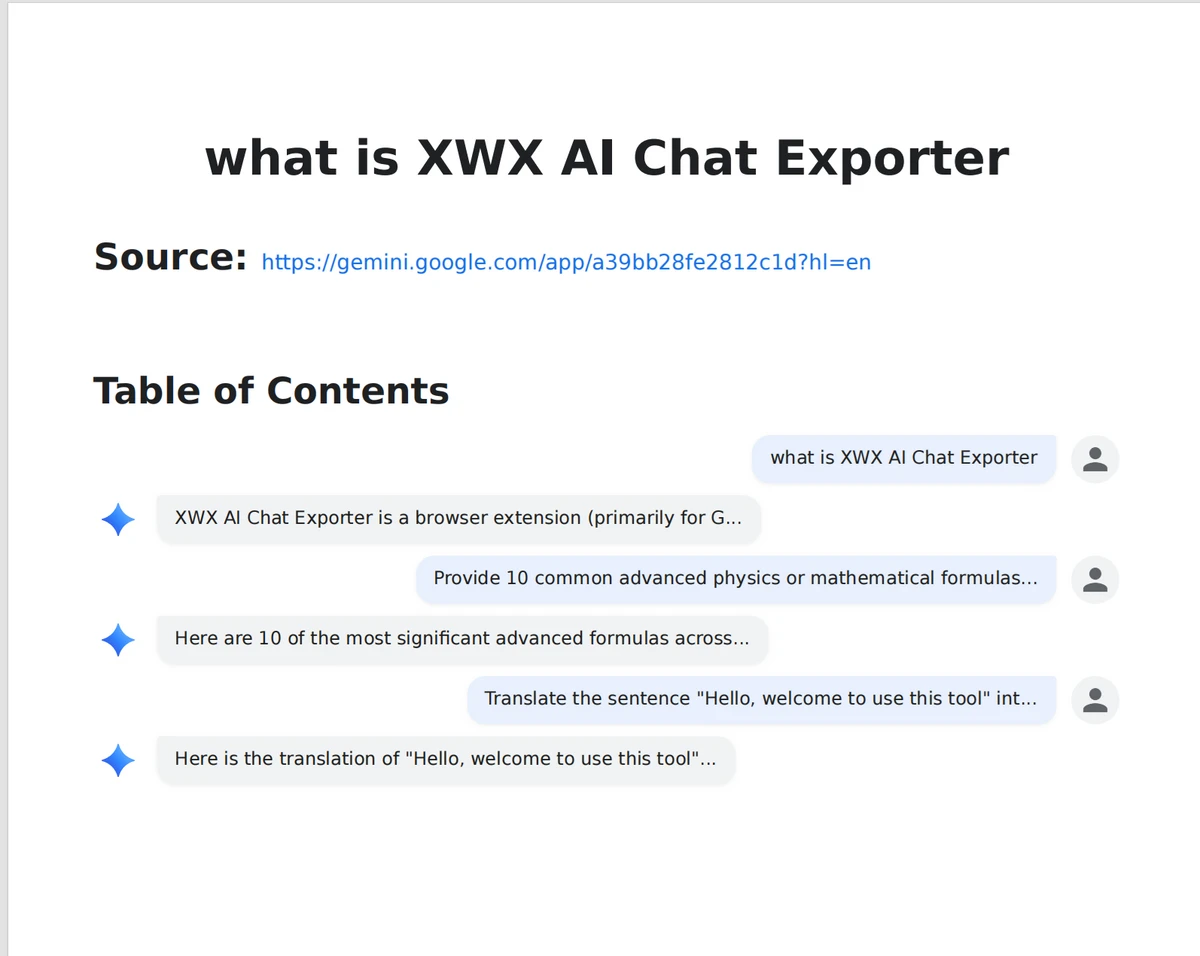 XWX AI Chat Exporter 스크린샷 3
