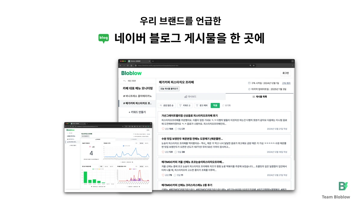 블로블로 네이버 블로그 게시물 분석 스크린샷 1