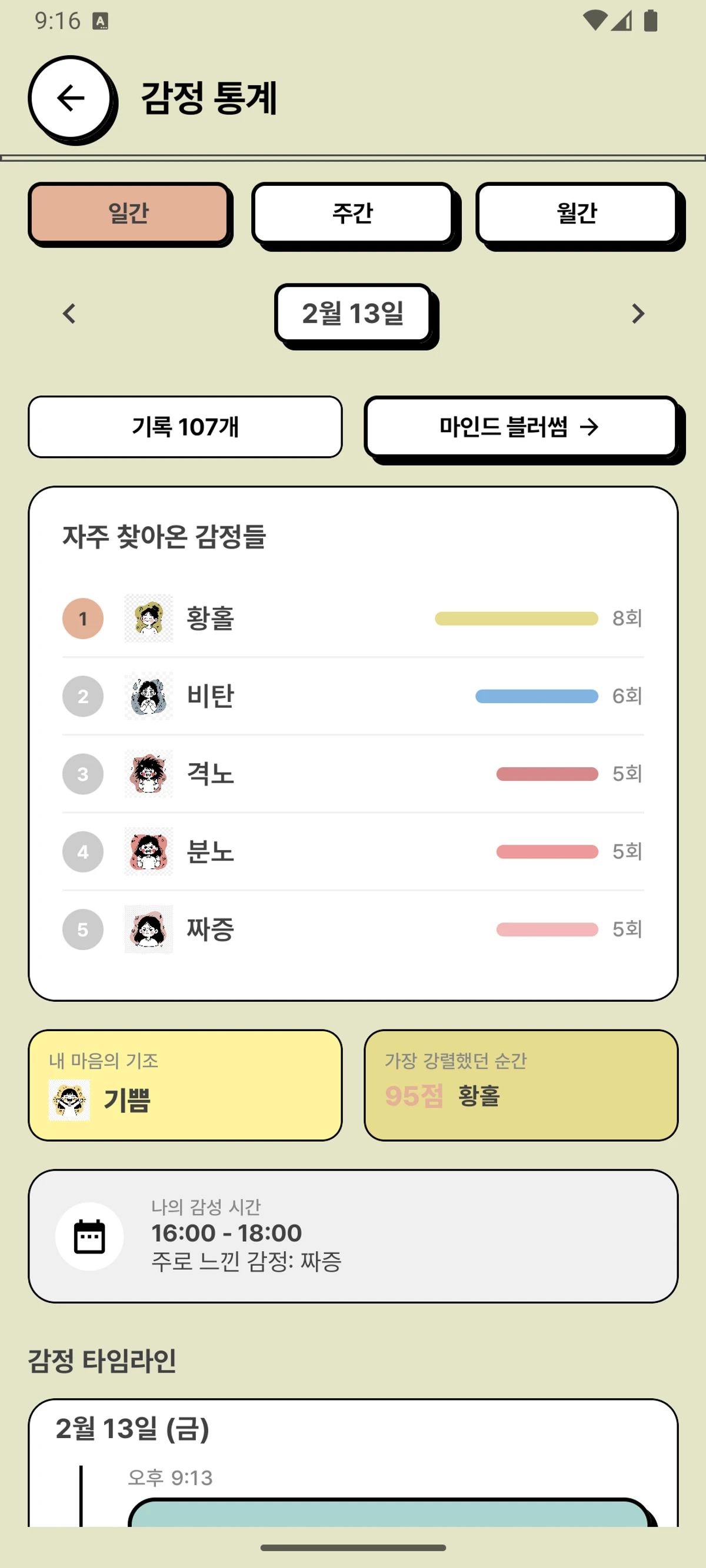 민더프 MinderF AI 감정 기록 감정 일기 감정 분석 스크린샷 4