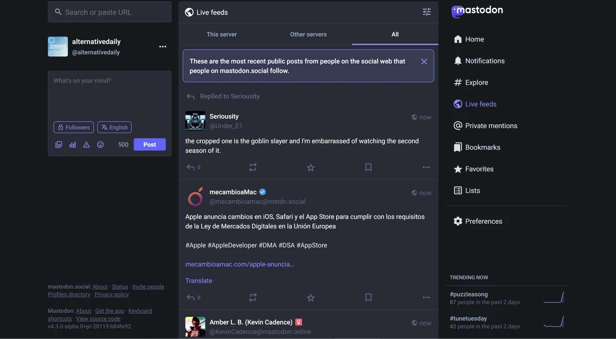 Mastodon 스크린샷 1