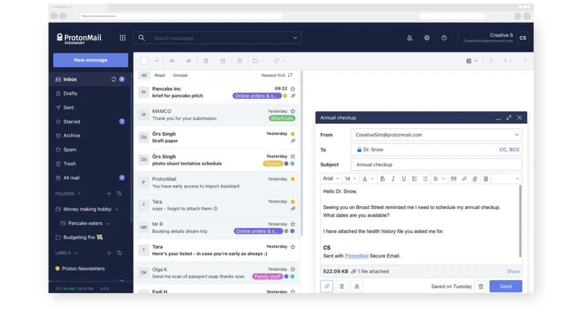 프로톤메일 Proton Mail 스크린샷 2