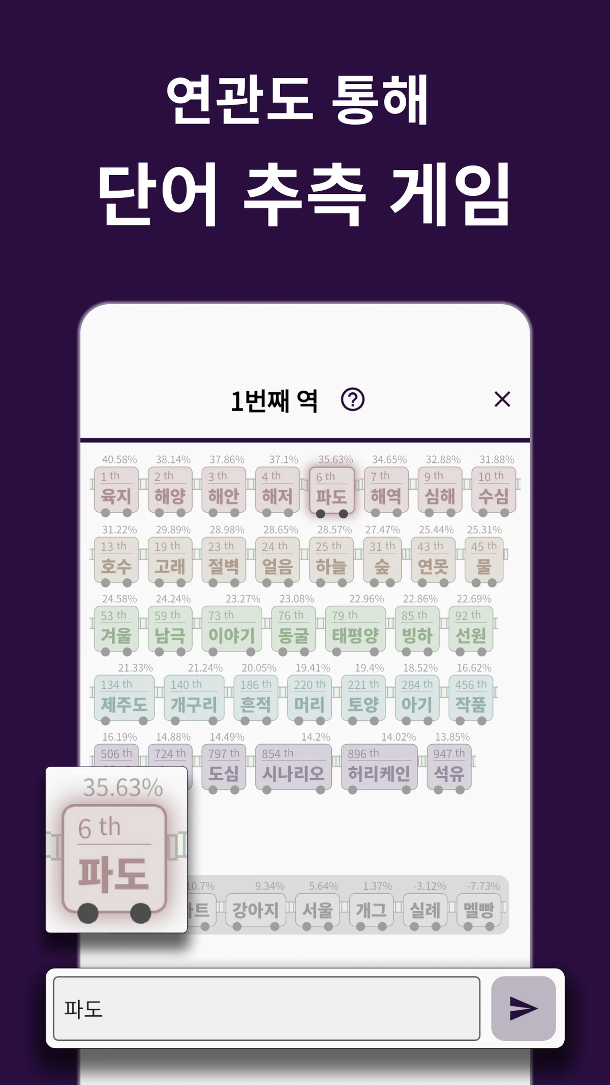 단어추리게임. 어휘역 스크린샷 2