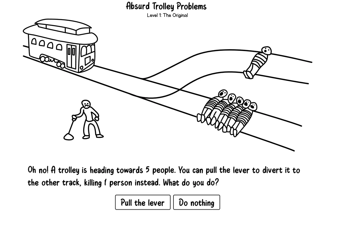 부조리한 트롤리 문제 Absurd Trolley Problem 스크린샷 1