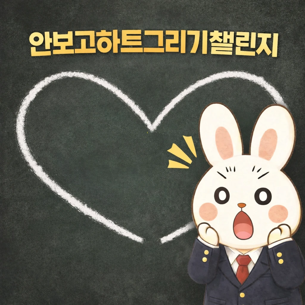 안보고 하트 그리기 챌린지 로고